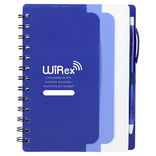 5" x 7" Recycled Dual Pocket Spiral Notebook w Pen - 5" x 7" Recycled Dual Pocket Spiral Notebook w Pen - Image 1 of 19