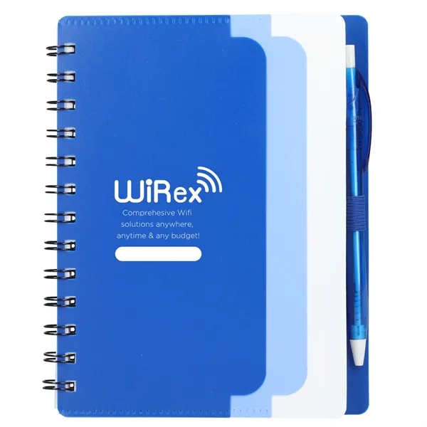 5" x 7" Recycled Dual Pocket Spiral Notebook w Pen - 5" x 7" Recycled Dual Pocket Spiral Notebook w Pen - Image 5 of 19
