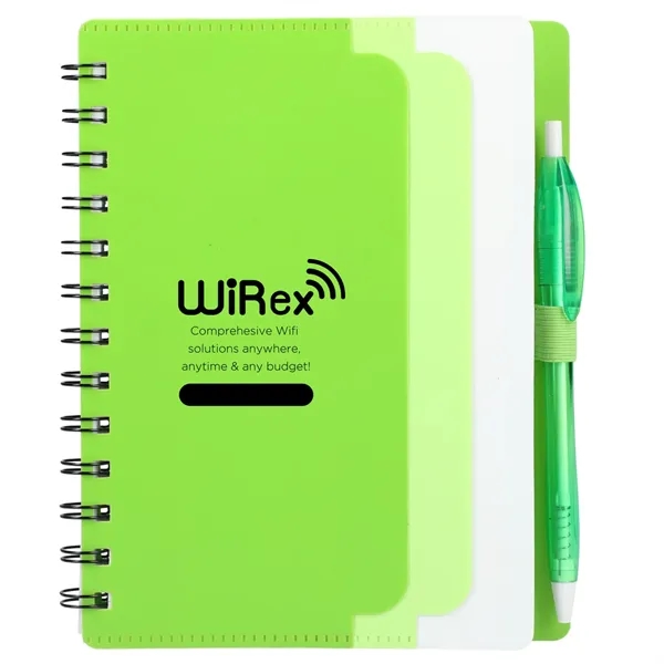 5" x 7" Recycled Dual Pocket Spiral Notebook w Pen - 5" x 7" Recycled Dual Pocket Spiral Notebook w Pen - Image 12 of 19