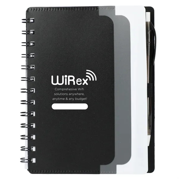 5" x 7" Recycled Dual Pocket Spiral Notebook w Pen - 5" x 7" Recycled Dual Pocket Spiral Notebook w Pen - Image 16 of 19