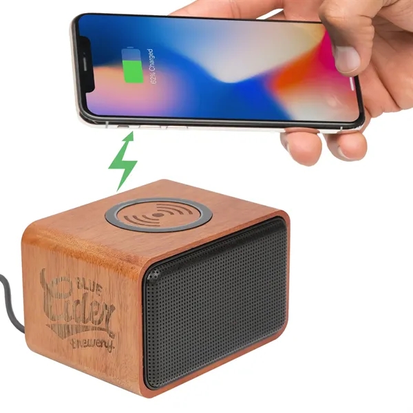 Wood Bluetooth Speaker with Wireless Charging Pad - Wood Bluetooth Speaker with Wireless Charging Pad - Image 2 of 12
