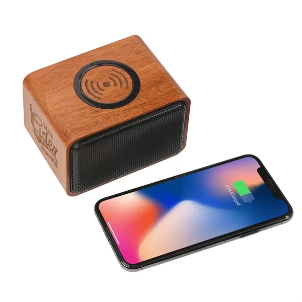 Wood Bluetooth Speaker with Wireless Charging Pad - Wood Bluetooth Speaker with Wireless Charging Pad - Image 3 of 12