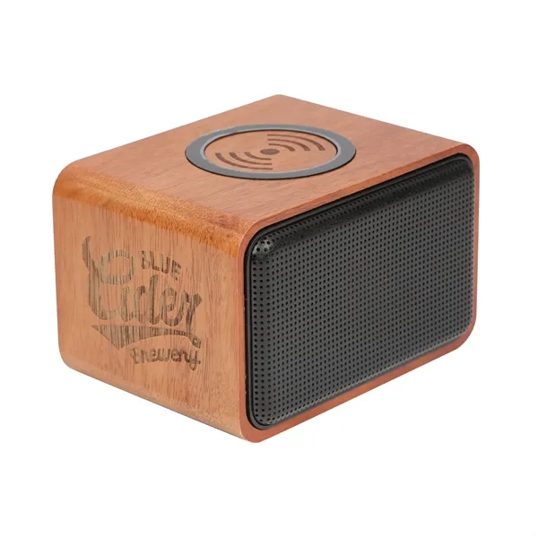 Wood Bluetooth Speaker with Wireless Charging Pad - Wood Bluetooth Speaker with Wireless Charging Pad - Image 4 of 12