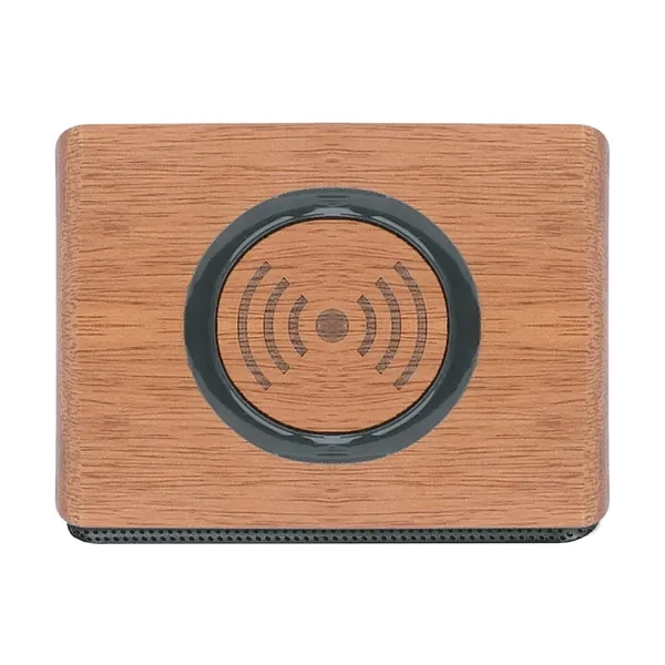 Wood Bluetooth Speaker with Wireless Charging Pad - Wood Bluetooth Speaker with Wireless Charging Pad - Image 5 of 12