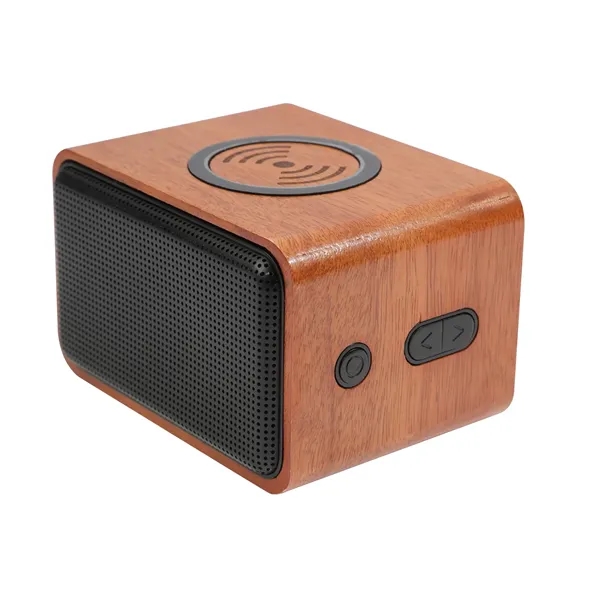 Wood Bluetooth Speaker with Wireless Charging Pad - Wood Bluetooth Speaker with Wireless Charging Pad - Image 6 of 12