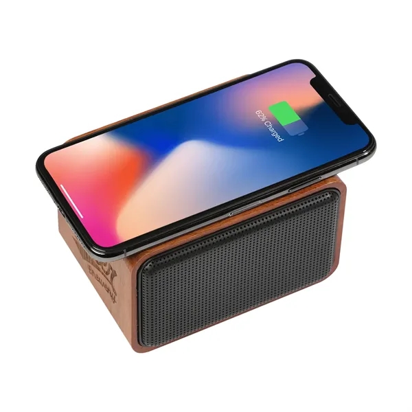 Wood Bluetooth Speaker with Wireless Charging Pad - Wood Bluetooth Speaker with Wireless Charging Pad - Image 10 of 12