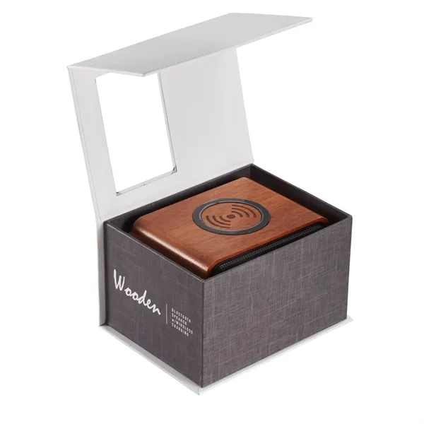 Wood Bluetooth Speaker with Wireless Charging Pad - Wood Bluetooth Speaker with Wireless Charging Pad - Image 11 of 12
