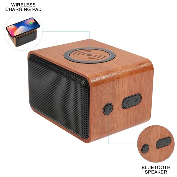 Wood Bluetooth Speaker with Wireless Charging Pad - Wood Bluetooth Speaker with Wireless Charging Pad - Image 12 of 12