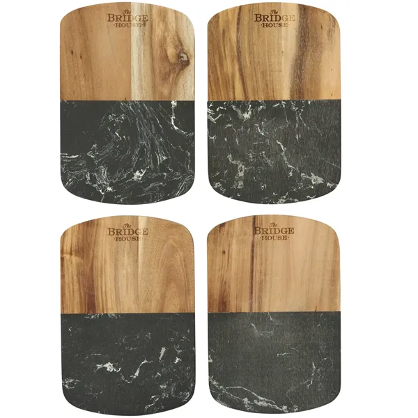 Black Marble Cheese Board Set with Knives - Black Marble Cheese Board Set with Knives - Image 2 of 10