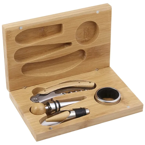 4 Piece Bamboo Wine Gift Set - 4 Piece Bamboo Wine Gift Set - Image 8 of 9