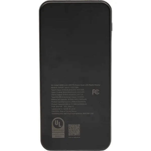UL Listed 10000 mAh 20W Digital Display PowerBank - UL Listed 10000 mAh 20W Digital Display PowerBank - Image 9 of 11