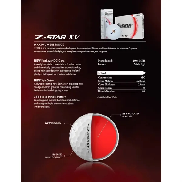 Srixon Z-STAR XV Golf Balls - 3 Pack - Srixon Z-STAR XV Golf Balls - 3 Pack - Image 3 of 6