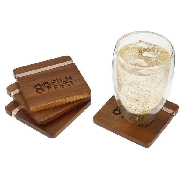 Graze Wood and Metal Coaster Set - Graze Wood and Metal Coaster Set - Image 5 of 7
