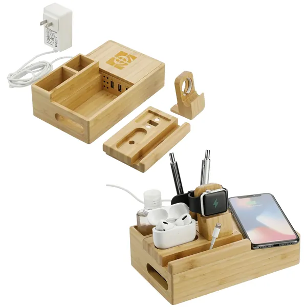 Bamboo Fast Wirelsss Charging Dock Station - Bamboo Fast Wirelsss Charging Dock Station - Image 6 of 13