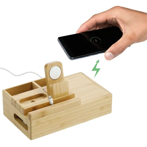 Bamboo Fast Wirelsss Charging Dock Station - Bamboo Fast Wirelsss Charging Dock Station - Image 9 of 13