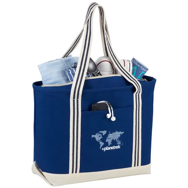 Atlantic Stripe 20oz Cotton Zippered Tote - Atlantic Stripe 20oz Cotton Zippered Tote - Image 2 of 5