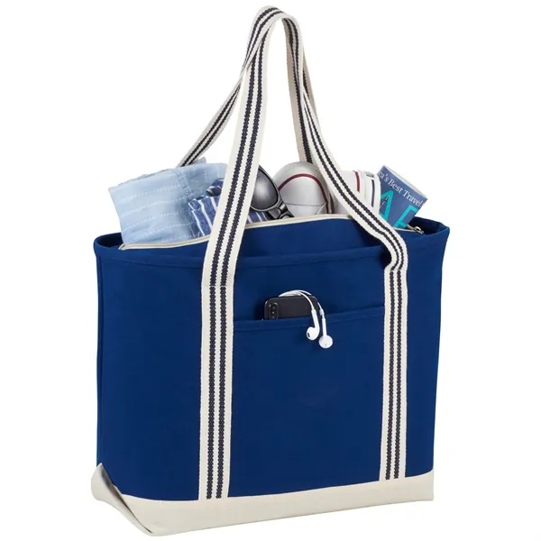 Atlantic Stripe 20oz Cotton Zippered Tote - Atlantic Stripe 20oz Cotton Zippered Tote - Image 4 of 5