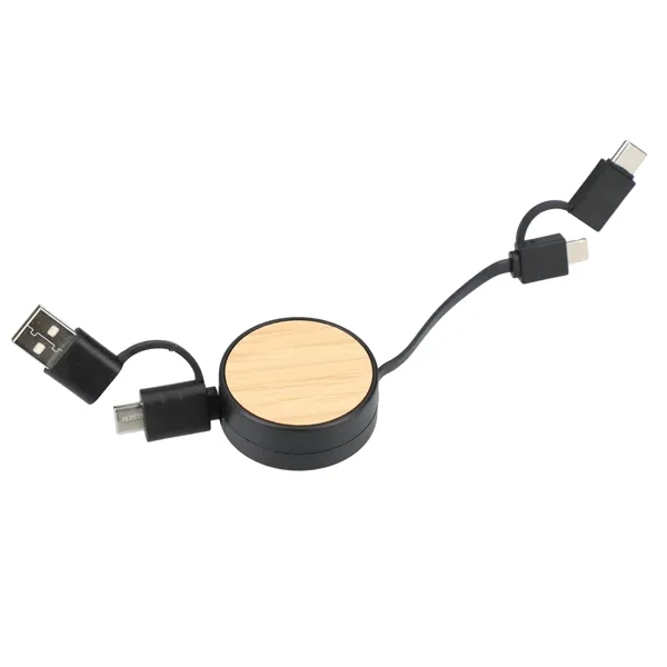 FSC® 100% Bamboo Retractable 5-in-1 Charging Cable - FSC® 100% Bamboo Retractable 5-in-1 Charging Cable - Image 1 of 5
