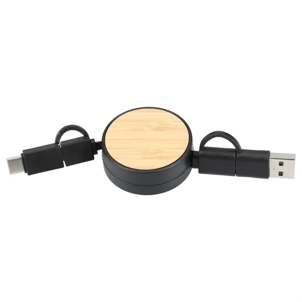FSC® 100% Bamboo Retractable 5-in-1 Charging Cable - FSC® 100% Bamboo Retractable 5-in-1 Charging Cable - Image 2 of 5