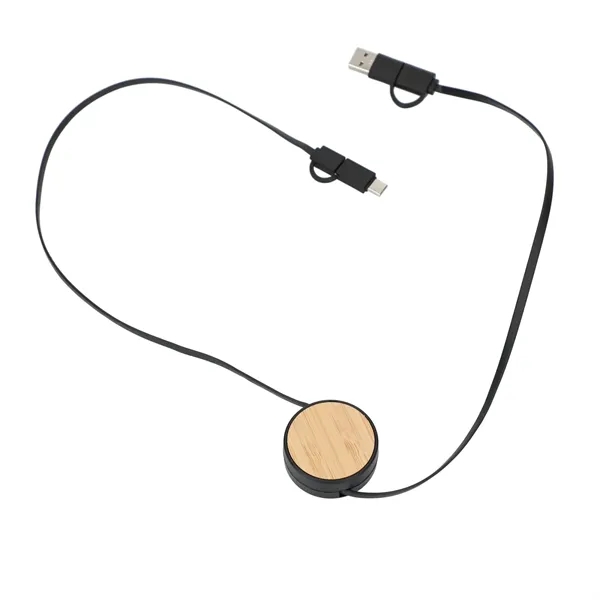 FSC® 100% Bamboo Retractable 5-in-1 Charging Cable - FSC® 100% Bamboo Retractable 5-in-1 Charging Cable - Image 5 of 5