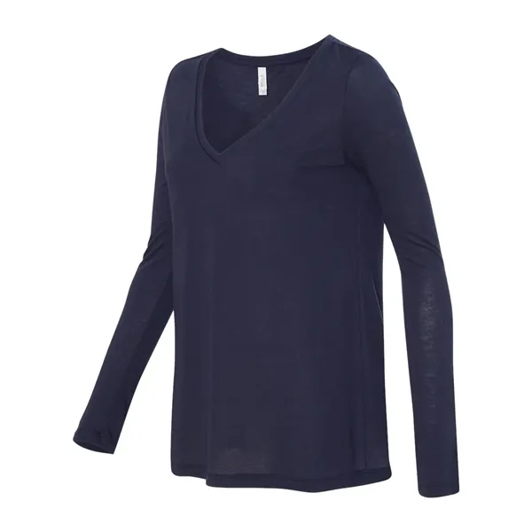 BELLA + CANVAS Women's Flowy Long Sleeve V-Neck Tee - BELLA + CANVAS Women's Flowy Long Sleeve V-Neck Tee - Image 1 of 3