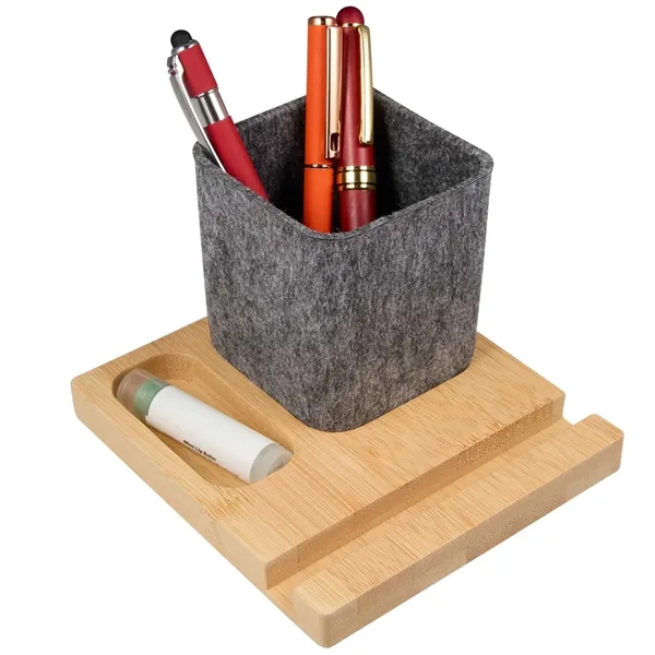 Recycled Felt & Bamboo Pen Holder - Recycled Felt & Bamboo Pen Holder - Image 4 of 10