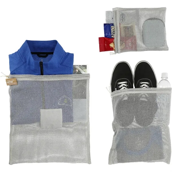 Recycled Cotton Mesh Cinch Pouch Set - Recycled Cotton Mesh Cinch Pouch Set - Image 2 of 3