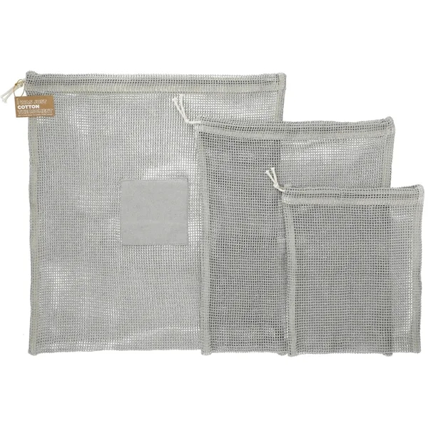 Recycled Cotton Mesh Cinch Pouch Set - Recycled Cotton Mesh Cinch Pouch Set - Image 3 of 3