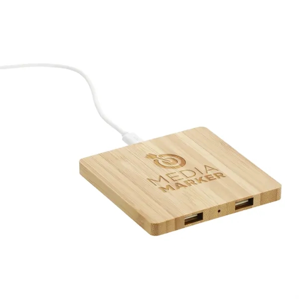 FSC® 100% Bamboo Wireless Charge Pad w/Dual Output - FSC® 100% Bamboo Wireless Charge Pad w/Dual Output - Image 3 of 11