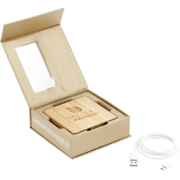FSC® 100% Bamboo Wireless Charge Pad w/Dual Output - FSC® 100% Bamboo Wireless Charge Pad w/Dual Output - Image 4 of 11