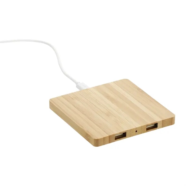 FSC® 100% Bamboo Wireless Charge Pad w/Dual Output - FSC® 100% Bamboo Wireless Charge Pad w/Dual Output - Image 10 of 11