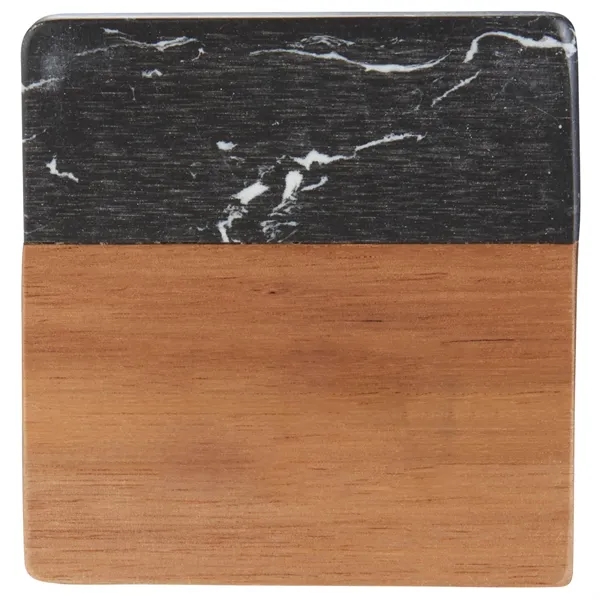 Black Marble and Wood Coaster Set - Black Marble and Wood Coaster Set - Image 4 of 7