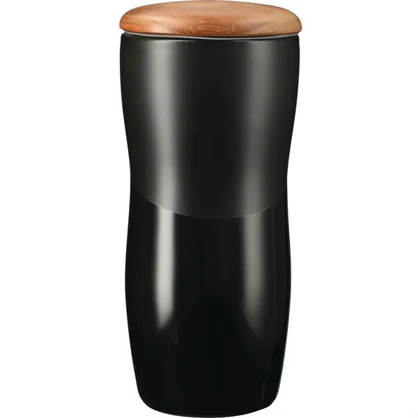 Reno Double Wall Ceramic Tumbler w/Wood Lid 10oz - Reno Double Wall Ceramic Tumbler w/Wood Lid 10oz - Image 2 of 9