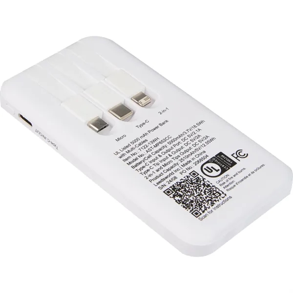 UL Listed 5,000 mAh Power Bank with Multi-Cables - UL Listed 5,000 mAh Power Bank with Multi-Cables - Image 4 of 8