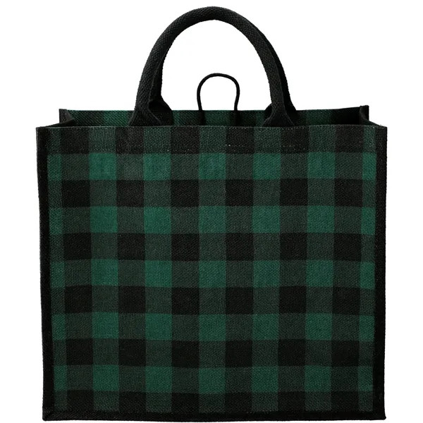 Buffalo Plaid Printed Jute Tote - Buffalo Plaid Printed Jute Tote - Image 1 of 11