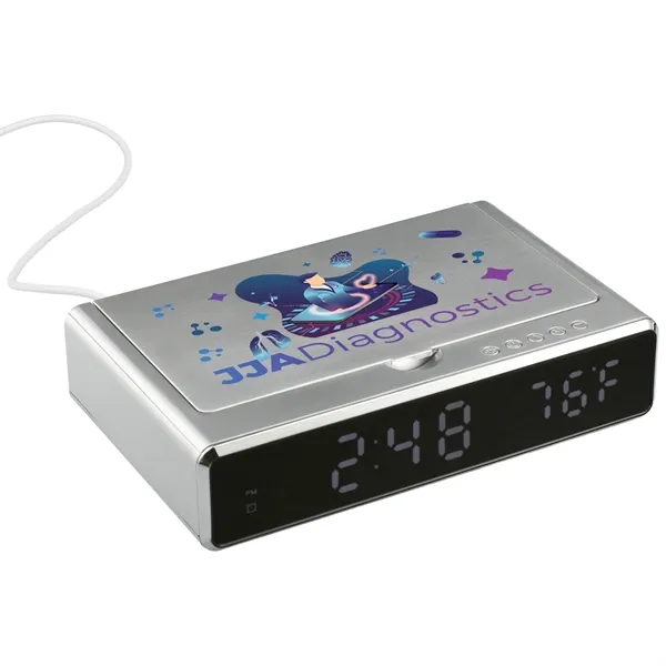 UV Sanitizer Desk Clock with Wireless Charging - UV Sanitizer Desk Clock with Wireless Charging - Image 6 of 9