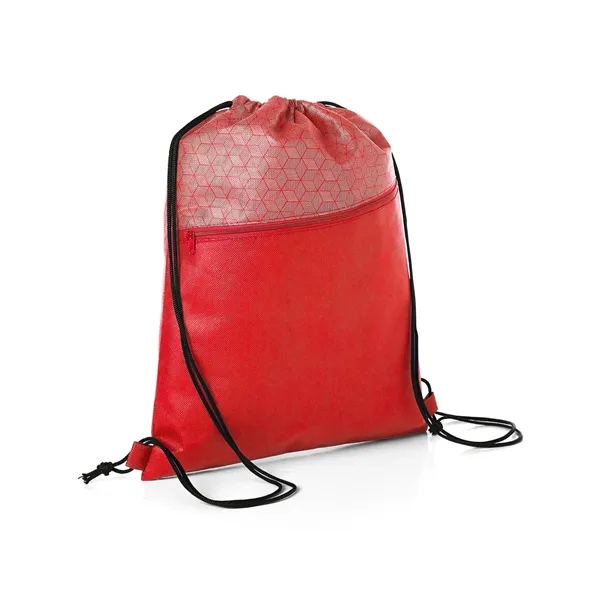 Hexagon Pattern Non-Woven Drawstring Backpack - Hexagon Pattern Non-Woven Drawstring Backpack - Image 3 of 4