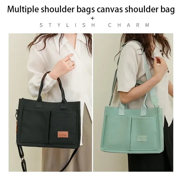 Large Canvas Totes Crossbody Bags Work Laptop Bag - Large Canvas Totes Crossbody Bags Work Laptop Bag - Image 4 of 4