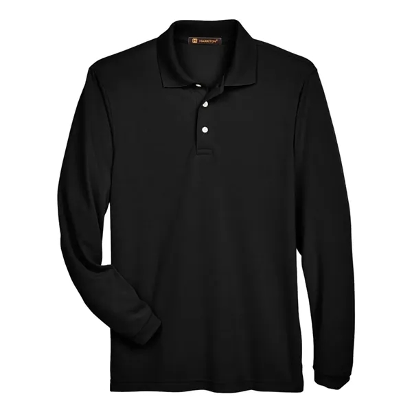 Custom Harriton Men's Easy Blend™ Long Sleeve Polo