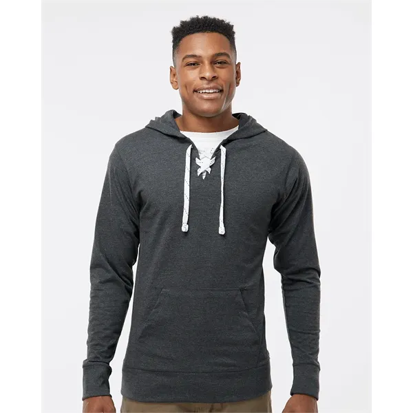 J. America Unisex Jersey Sport Lace Hooded Pullover - J. America Unisex Jersey Sport Lace Hooded Pullover - Image 0 of 9