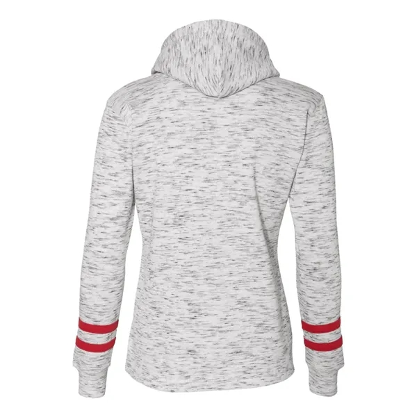 J. America Women's Melange Fleece Striped-Sleeve Hooded S... - J. America Women's Melange Fleece Striped-Sleeve Hooded S... - Image 6 of 8
