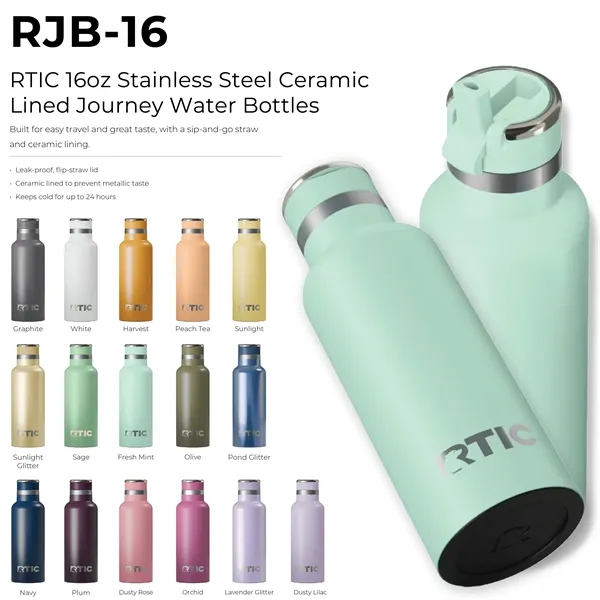 RTIC 16oz Stainless Steel Ceramic-Lined Journey Water Bottle - RTIC 16oz Stainless Steel Ceramic-Lined Journey Water Bottle - Image 1 of 49