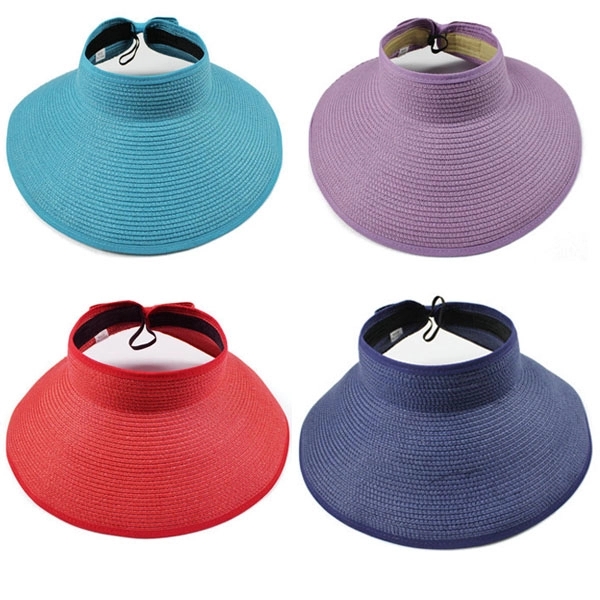Foldable Roll Up Beach Straw Hat - Foldable Roll Up Beach Straw Hat - Image 1 of 3