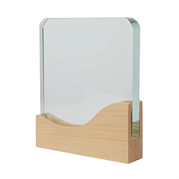 Ola Crystal Award with Wood Base - Ola Crystal Award with Wood Base - Image 2 of 5