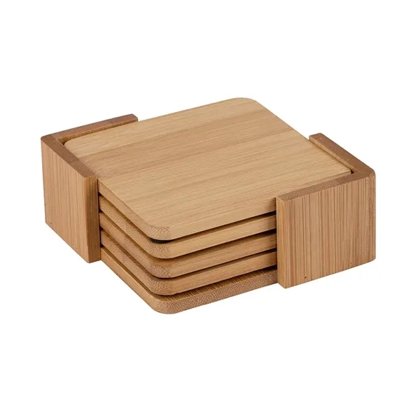 Brandon IV 4-Piece Bamboo Coaster Set - Brandon IV 4-Piece Bamboo Coaster Set - Image 4 of 9