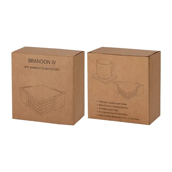 Brandon IV 4-Piece Bamboo Coaster Set - Brandon IV 4-Piece Bamboo Coaster Set - Image 7 of 9