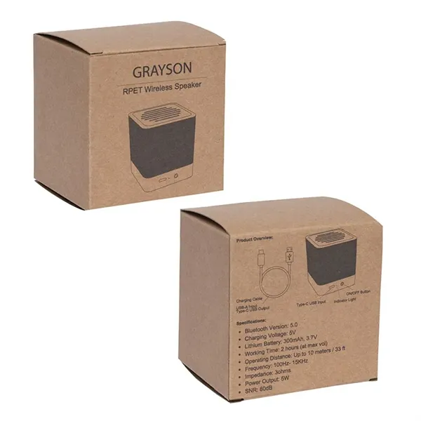 Grayson 5W RPET & Cork Wireless Speaker - Grayson 5W RPET & Cork Wireless Speaker - Image 8 of 9