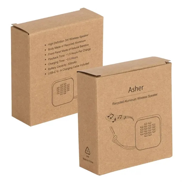 Asher 3W Recycled Aluminum / Bamboo Wireless Speaker - Asher 3W Recycled Aluminum / Bamboo Wireless Speaker - Image 6 of 7