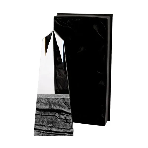 Deneb Crystal Obelisk with Marble Base - Deneb Crystal Obelisk with Marble Base - Image 2 of 4