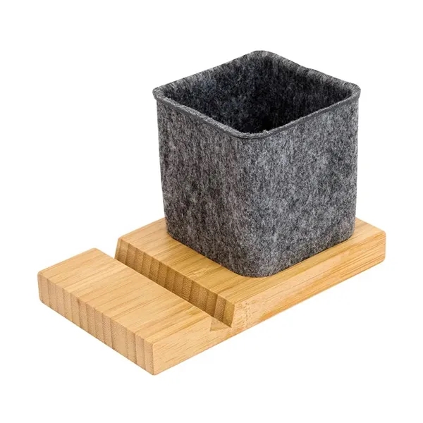 Renton Recycled Felt and Bamboo Pen/Device/Card Holder - Renton Recycled Felt and Bamboo Pen/Device/Card Holder - Image 2 of 7